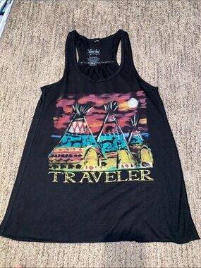 Traveler Graphic Racerback Tank Top - Black